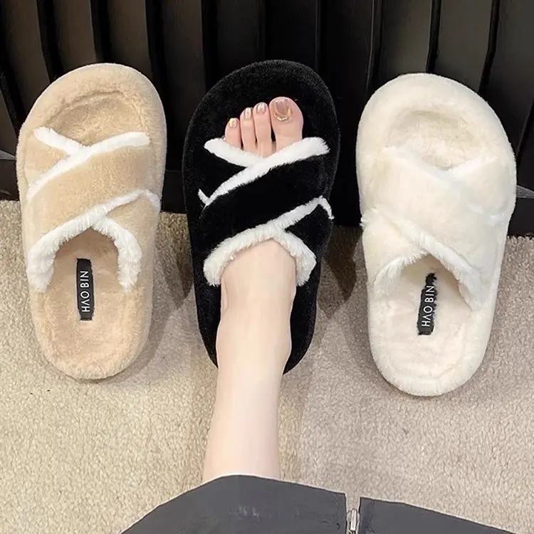 Dép lông quai chéo đế cao 4cm (mới về)