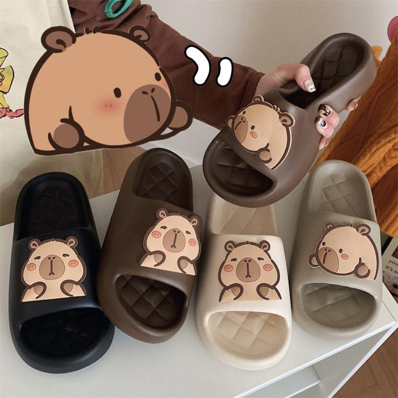 Dép bánh mì EVA đế cao 2cm gắn hình CapyBara, dép quai ngang siêu nhẹ gắn charm Kapi 2