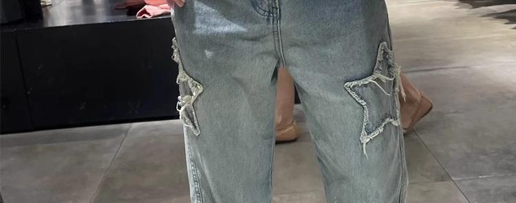 Product Introduction of Denim Fashion Star Jeans 2024 New High Waist Straight Leg Loose Jeans Vintage Straight Trousers Female Casual Wide Leg Pants 10