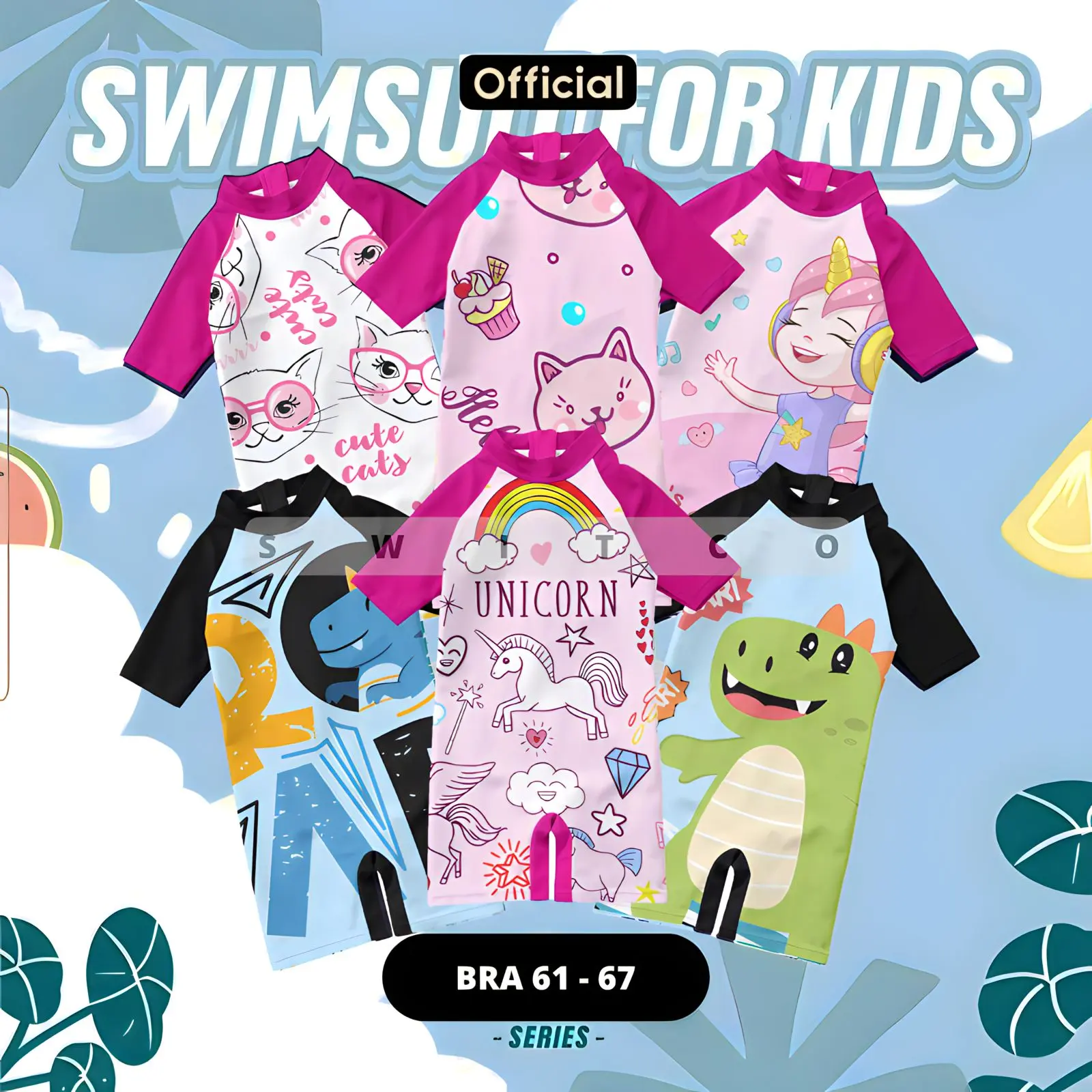 OFFICIAL SWITCO - Baju Renang Anak Perempuan & Laki laki Umur 1 - 10 Tahun Vol11 Mix Pakaian Swimwear Swimsuit Kids Cewek Cowok BRA 61 - 67 Bayi