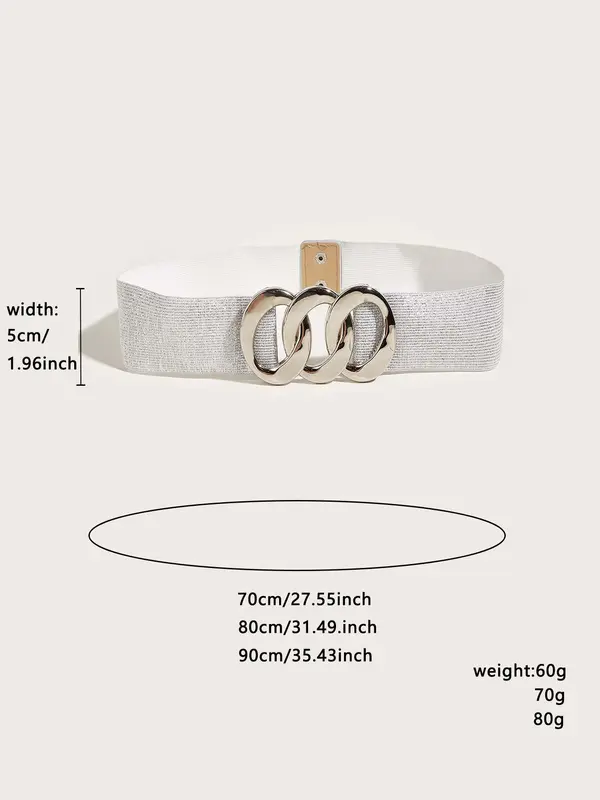 Women's Elegant Fashion Decorative Wide Belt,  Ring Buckle Elastic Waistband for Party and Daily Use, Casual Versatile Clothes Accessories for Women & Girls 4