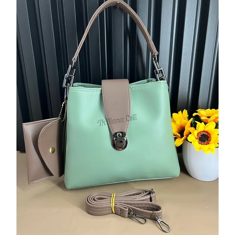 Tas Handbag zura 3Ruang Combi Coklat Free Dompet/Tas Slempang wanita 2