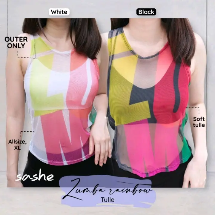 Zumba Rainbow Tulle (OUTER ONLY) Atasan Baju Olahraga Wanita Senam Aerobic Uniseks