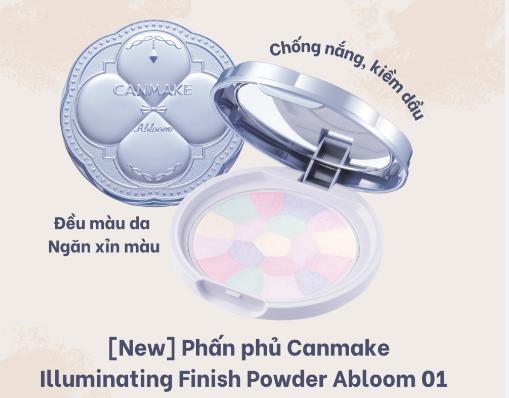   Mẫu mới 2024   Vỏ xanh Phấn phủ Canmake Illuminating Finish Powder Abloom 01 Nhật Bản đa sắc chống nắng kiềm dầu 