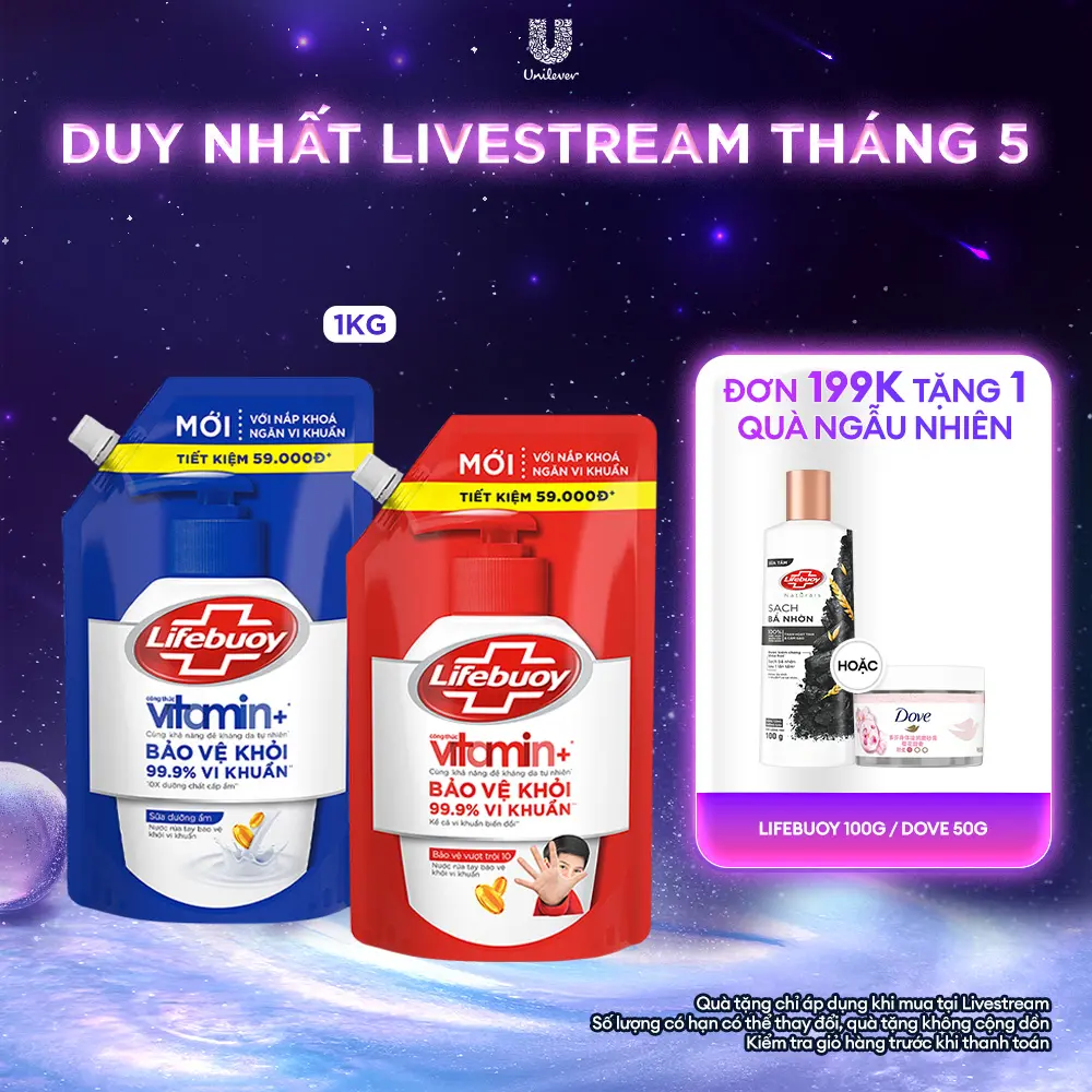 Nước rửa tay Hỗ Trợ Sạch Khuẩn Lifebuoy Dạng Túi 1KG [1]