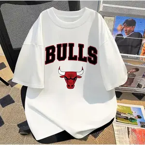 Adioa baju kaos pria oversize / BULLS / kaos chicago bulls original  / baju kaos pria distro original 100% / kaos pria premium tebal Crew-neck fashion unisex T-shirt Menswear Top Wanita Polos
