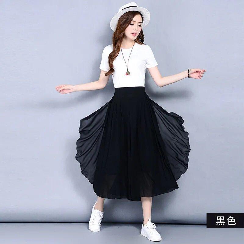 Product Introduction of Quần Váy Culotte, Phong Cách Quý Cô, Quần Ống Rộng, Dành Cho Nữ, Chất Liệu Voan, Quần Thường Ngày Phong Cách Hàn Quốc, Dáng Rộng Vừa Vặn, Quần Cropped Women Pants 4