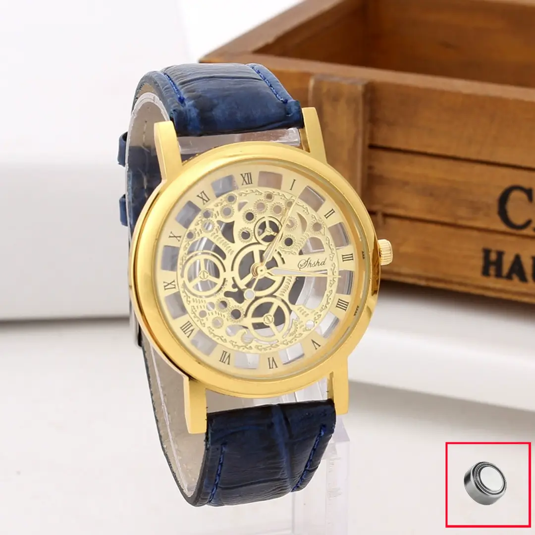 Đồng Hồ Cơ Giả Phong Cách Hàn Quốc, Đồng Hồ Thạch Anh Nam, Đồng Hồ Kính Rỗng Hai Mặt, Đồng Hồ Nam, Thường Ngày, Có Pin Miễn Phí, [Thanh Toán Khi Nhận Hàng]