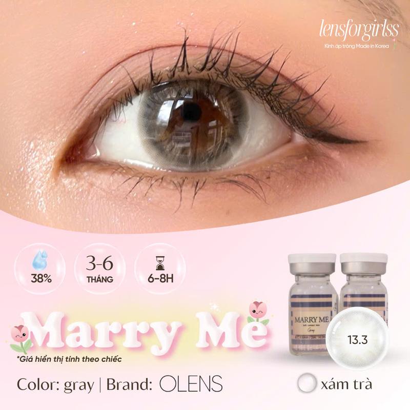 Kính áp tròng sz GIÃN TRÒNG xám trà MARRY ME GRAY chính hãng OLENS | HSD 3-6 tháng | Lens cận | LENSFORGIRLSS