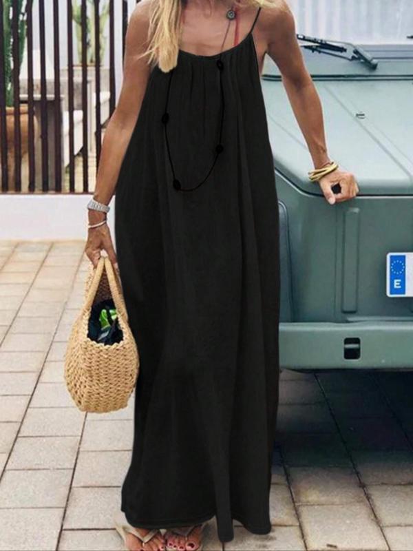 Women's Solid Color Backless Cami Dress, Casual Sleeveless Dress for Summer, Ladies Clothes for Beach Holiday Vacation 7