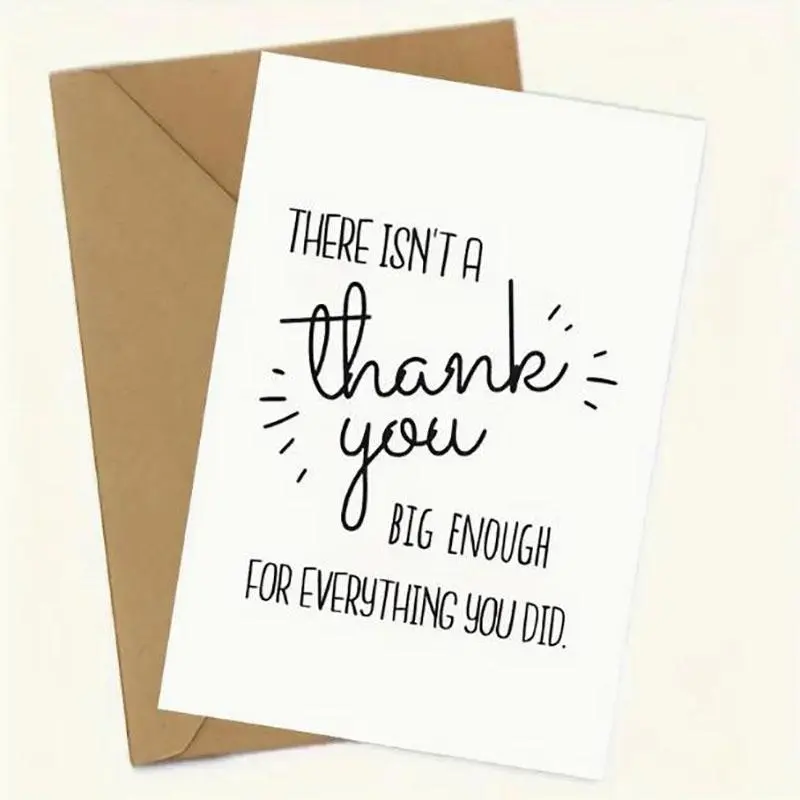 Thank You Card with Envelope, 1 Count Lettering Greeting Card, Gift Card for Teachers, Bosses & Friends, Birthday Gift