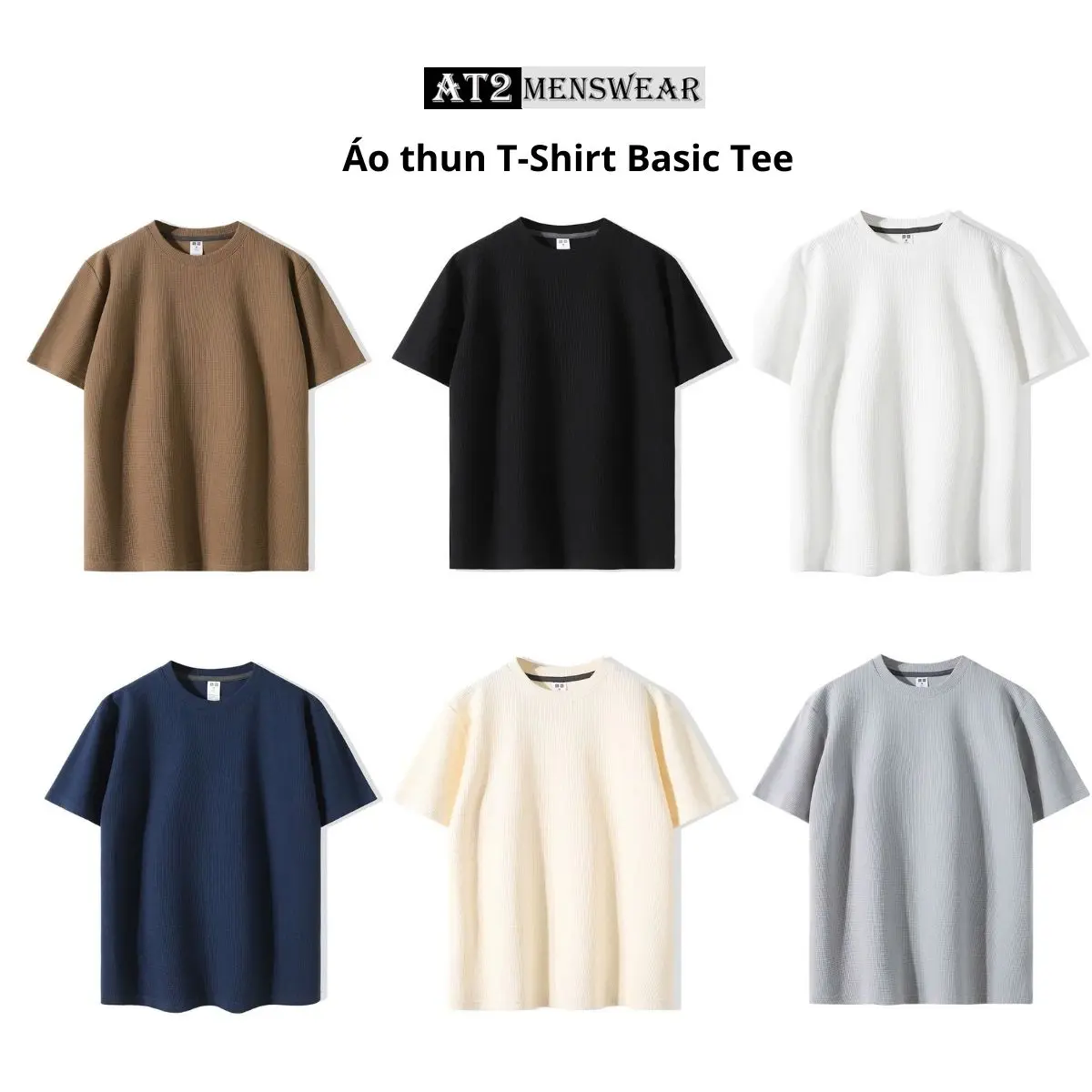 Combo 2-3 Áo thun cộc nam nữ cổ tròn, chất cotton tổ ong nhiều màu basic, dễ mặc phối đồ