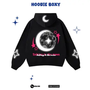 Narcissism Jaket Hoodie Boxy Reguler Desain Talking To The Moon Bahan Fleece Sablon DTF Reflektif Bisa Menyala Flash Ukuran M L XL XXL JF4 JE4 NF4 OE4