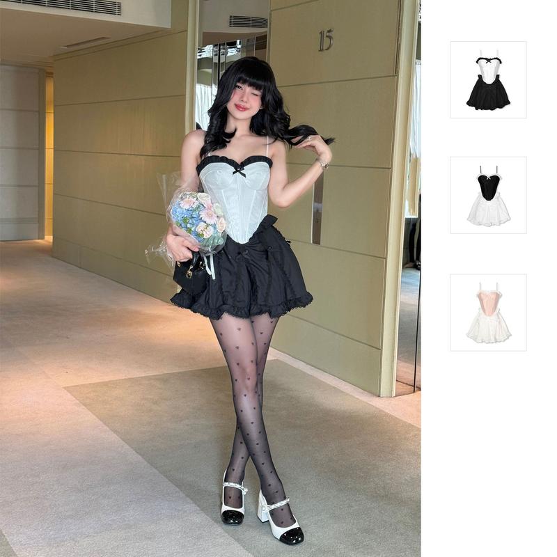 Đầm Ngắn Nữ String Color Mixed Chất Vải Tafta Xước Phối Vải Cotton,WDN068 SOMEHOW Women Dress