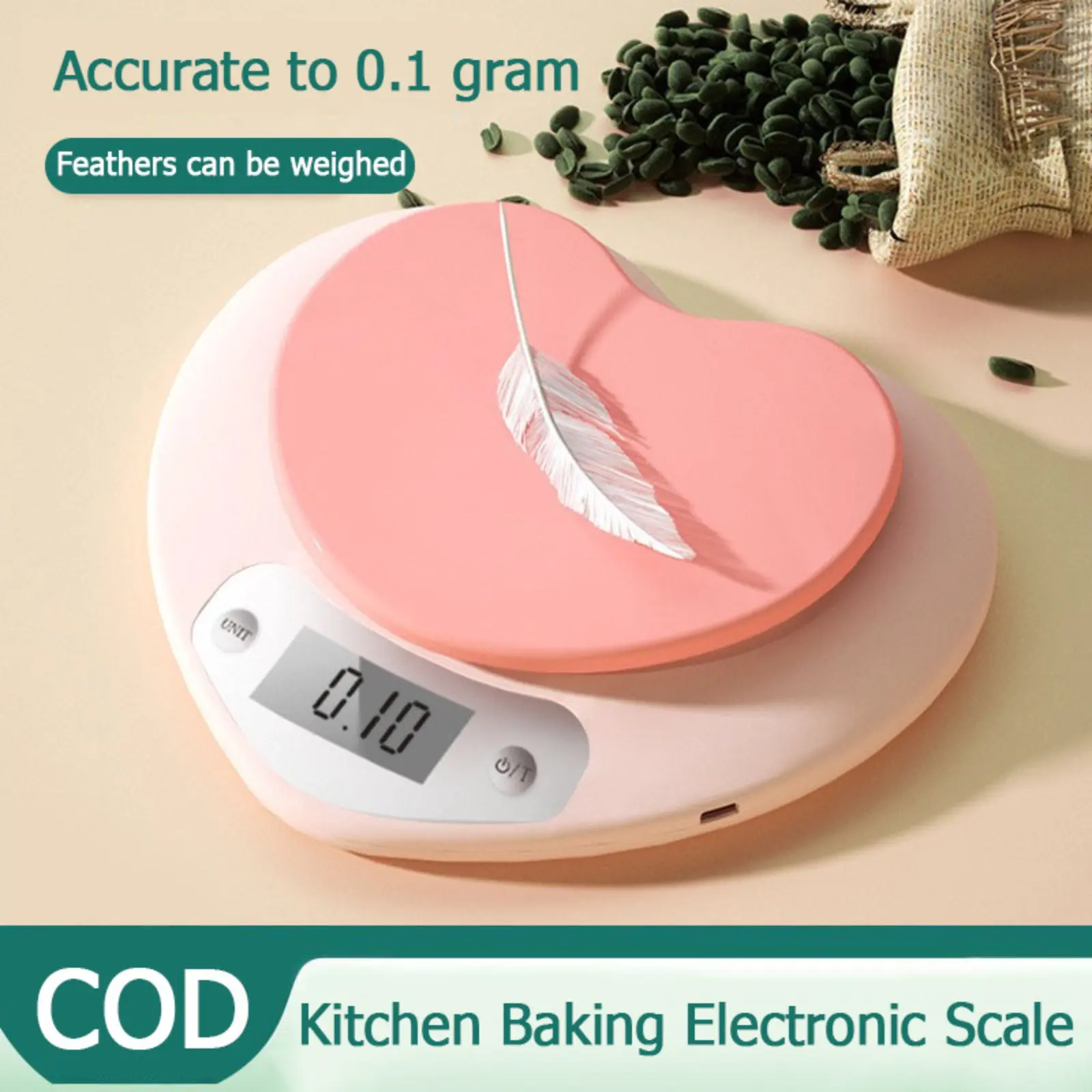 5kg/1g Kitchen Electronic Scale High Precision Pink Love Cute Mini ...