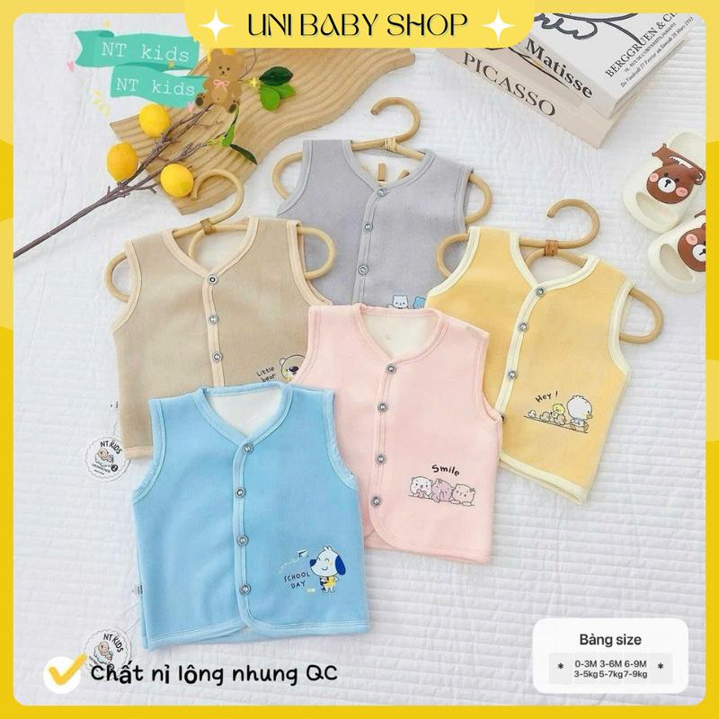 Áo Gile Nỉ Nhung sơ sinh cúc giữa chất liệu nhung mềm mịn ấm áp cho mùa Đông UNIBABYSHOP