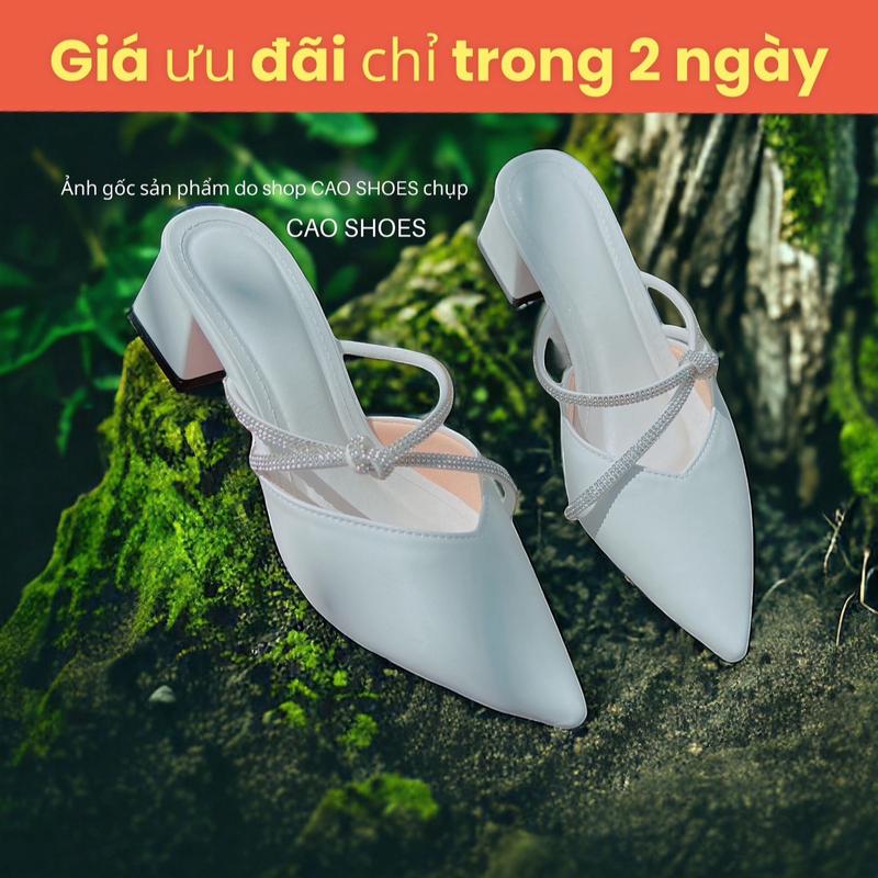 Giày sục nữ phối dây đá sang xịn 5cm - B20 Cao Shoes Sandal
