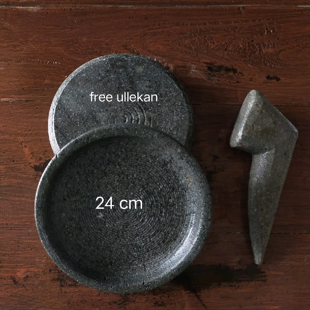 Cobek Batu Asli  24 cm free ullekan Kitchenware