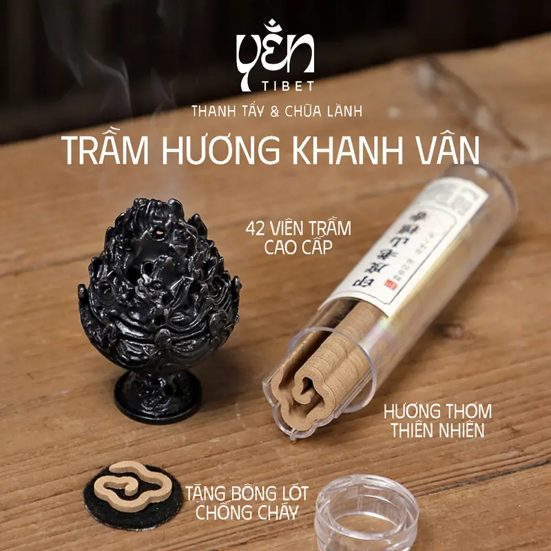 Hộp 42 viên nhang trầm Khanh Vân hương thơm tự nhiên, xông nhà - Yen Tibet 0