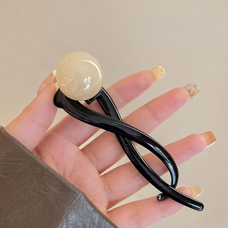 Vintage Aylhfo Inspired Acrylic Hair Clip with Marbled Design - Chic Coffee Color, One-Piece Comb Shape for Stylish Updos & Ponytails 8
