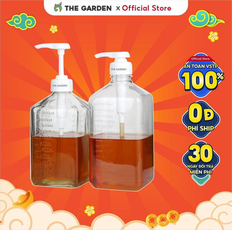 Bình đựng siro bằng nhựa thủy tinh có vòi pump định lượng 10ml 1 lần bơm - THE GARDEN Đựng Gia Vị
