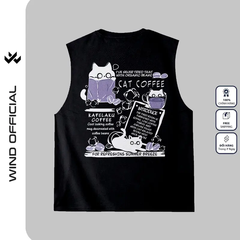 Áo ba lỗ unisex WIND form rộng sát nách KAFELAKU tanktop thời trang nam nữ oversize 5