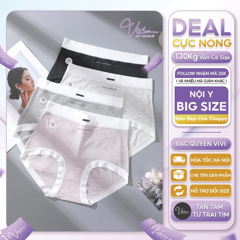 Quần lót nữ bigsize cạp cao co dãn xẻ đùi - Nội y big size nữ - Kháng khuẩn 10A Size tới 100Kg - Mã N77