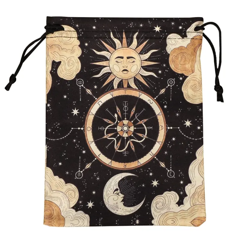 Túi đựng bài xì phé nhung, HU Divinations, Bộ bài thần bí mini, Trò chơi cờ bàn, Túi quà tặng, Túi đựng đồ trang sức, Túi Dây Rút, Thích hợp cho Tarot