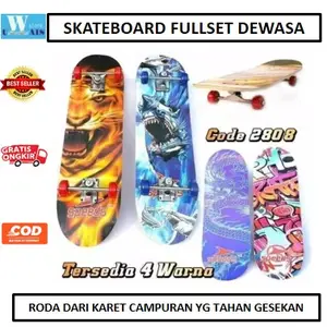 Terlaris Skateboard Fullset Dewasa Size L Dilengkapi Dengan Roda Karet Yang Tahan Gesekan Outdoor