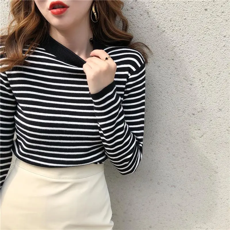 Bellastyle Inner Rajut Turtleneck Lengan Panjang Model Terbaru | Dalaman Hijab | Atasan Wanita Rajut | Baju Stripe Fit Tangan Panjang | Top High Knitwear F2102/F2107 5