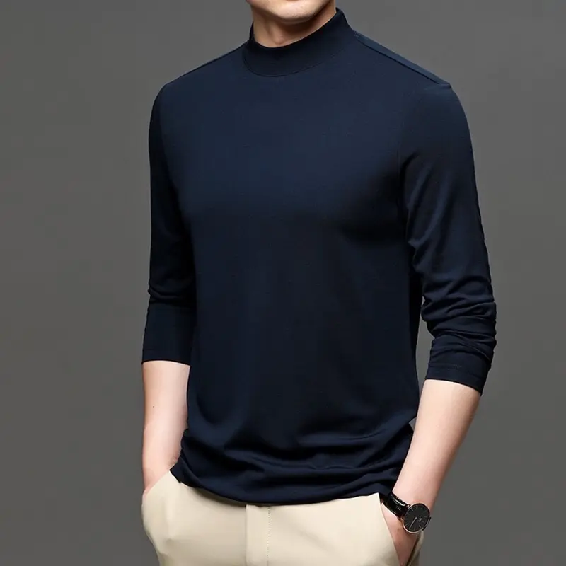 Áo giữ nhiệt dài tay nam có lót nỉ ấm áp mềm mại bên trong giữ ấm cơ thể,cổ cao 3cm Menswear 1