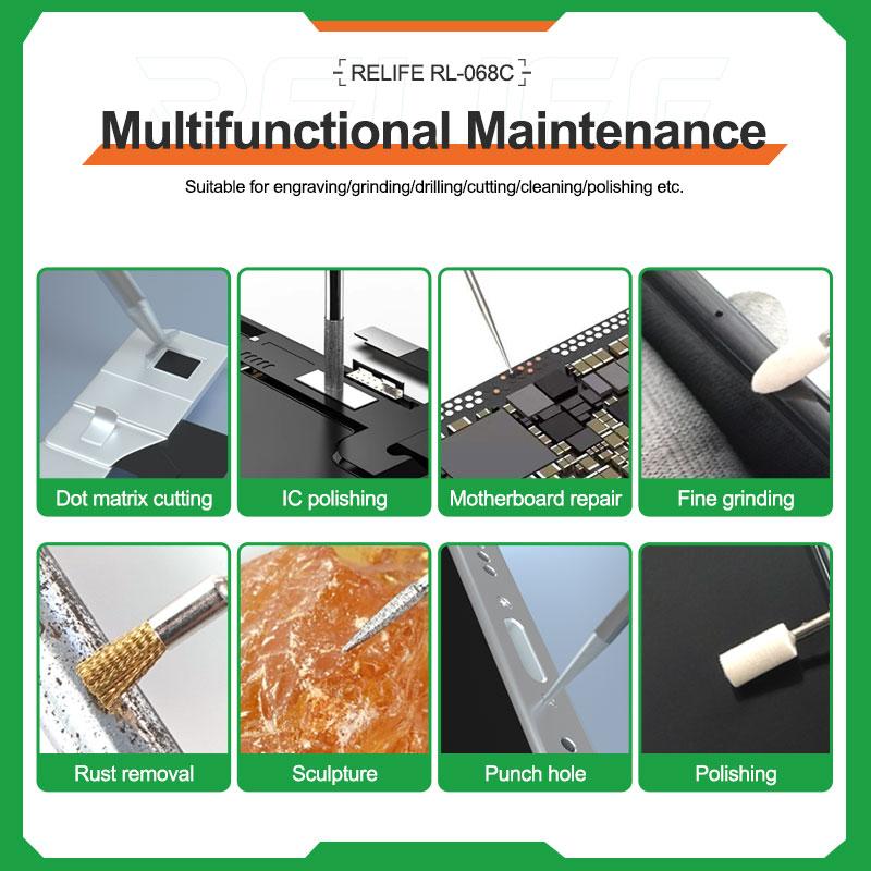 RELIFE RL-068C Speed Adjustable Electric Grinding Pen Multifunction Smart Rechargeable Sanding Tool For Mobile Phone Repair 5