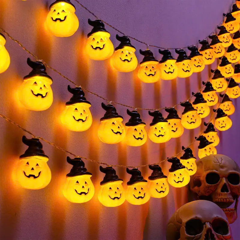 Dây đèn Led bí ngô trang trí Halloween, nhà ma 2