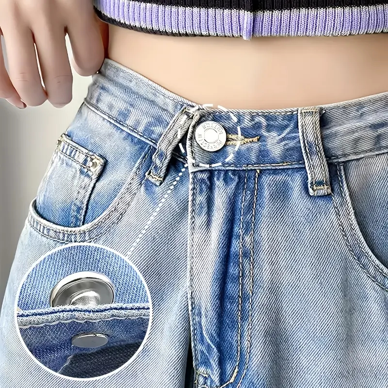 6pcs Silvery Letter Waist Button Multifunctional Detachable Button Jeans Skirt Waist Adjustment Big Change Small Jeans Fixed Button No Nail Button 6