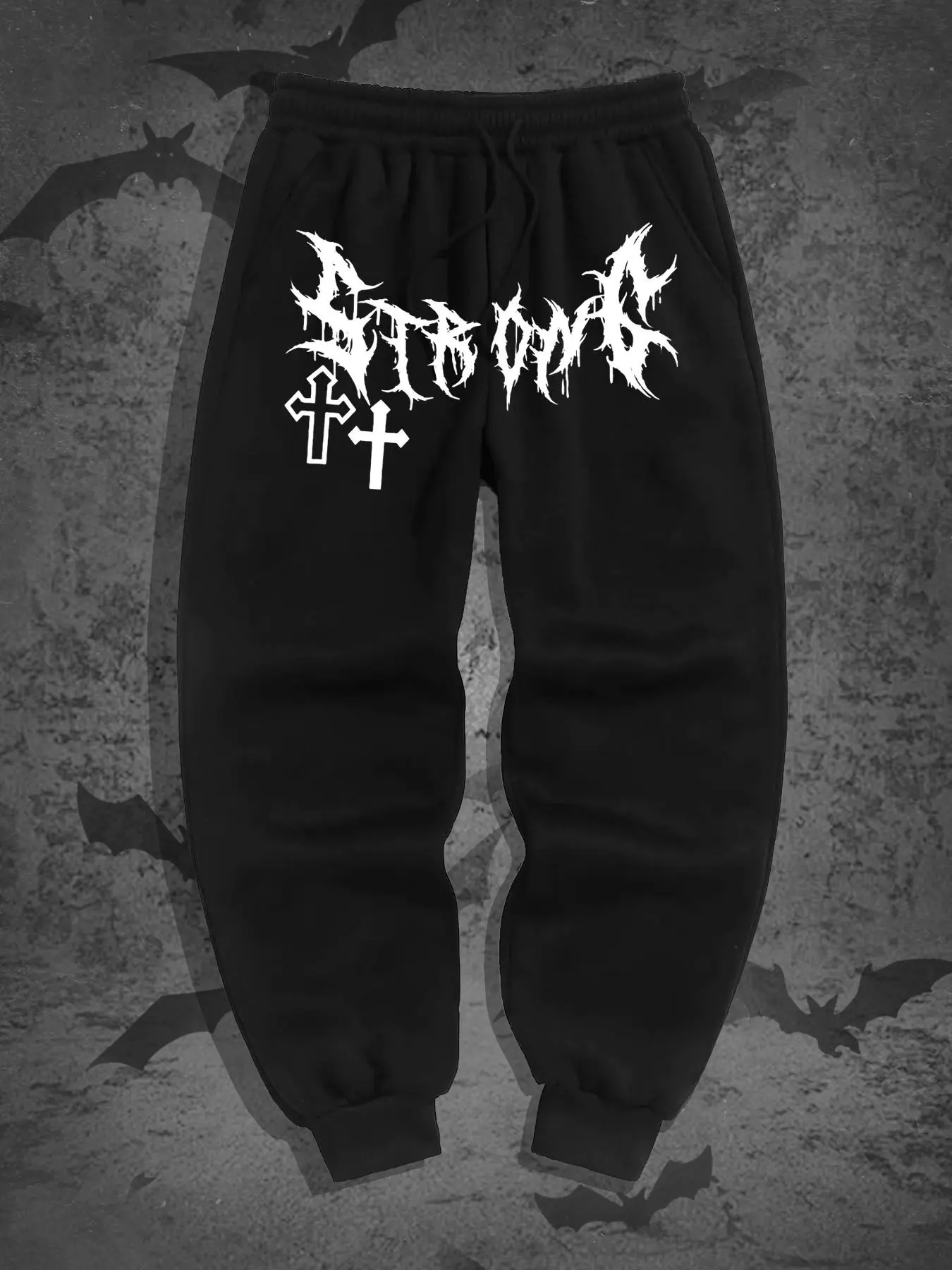 Men's Cross Print Drawstring Waist Sweatpants, Casual Pocket Jogger Pants for Daily Wear, Fashion Men's Bottoms for All Seasons