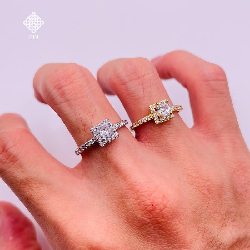  Nhẫn titan không phai không rỉ sét màu vàng hoặc trắng mã 12 Nhẫn titan nữ bền màu trangsucmoiluatuoi.RIN 