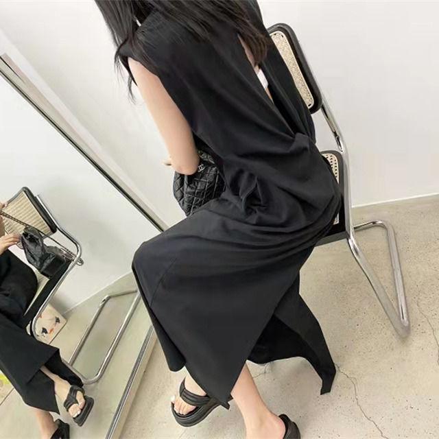 Váy Không Tay, Đệm Vai, khoét Lưng, Cỡ Cực Lớn 150,00kg, Dành Cho Cô Gái Đầy Đặn, Váy Vest Mỏng Kiểm Soát Bụng Dáng Rộng Mùa Hè Women Khuy 6