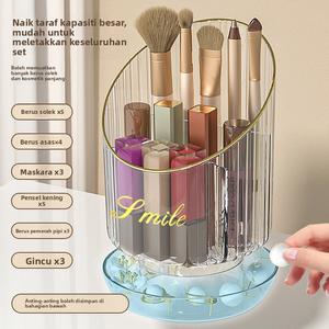 Pemegang Berus Mekap, Kapasiti Besar, Berputar, Kotak Penyimpanan Berus Mudah Alih, Sesuai untuk Gincu, Pensel Kening, Berus Pembayang Mata dan Pen, Kalis Habuk, Pemegang Pen, Fesyen Supplies kalis air with transparent lid kotak & tong penyimpanan