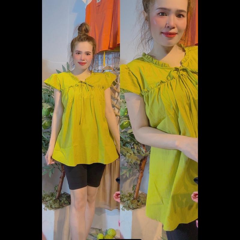 Áo Bầu(47 - 95kg) Bầu Mặc Nhà Đi Làm Chất Lennin Cao Cấp Mền Nhẹ Mát, Áo Có Dây Điều Chỉnh