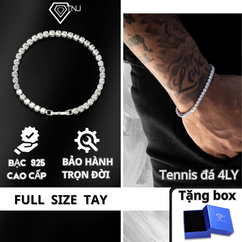 Lắc tay tennis bạc nam đính đá 4 ly cao cấp LTA0057