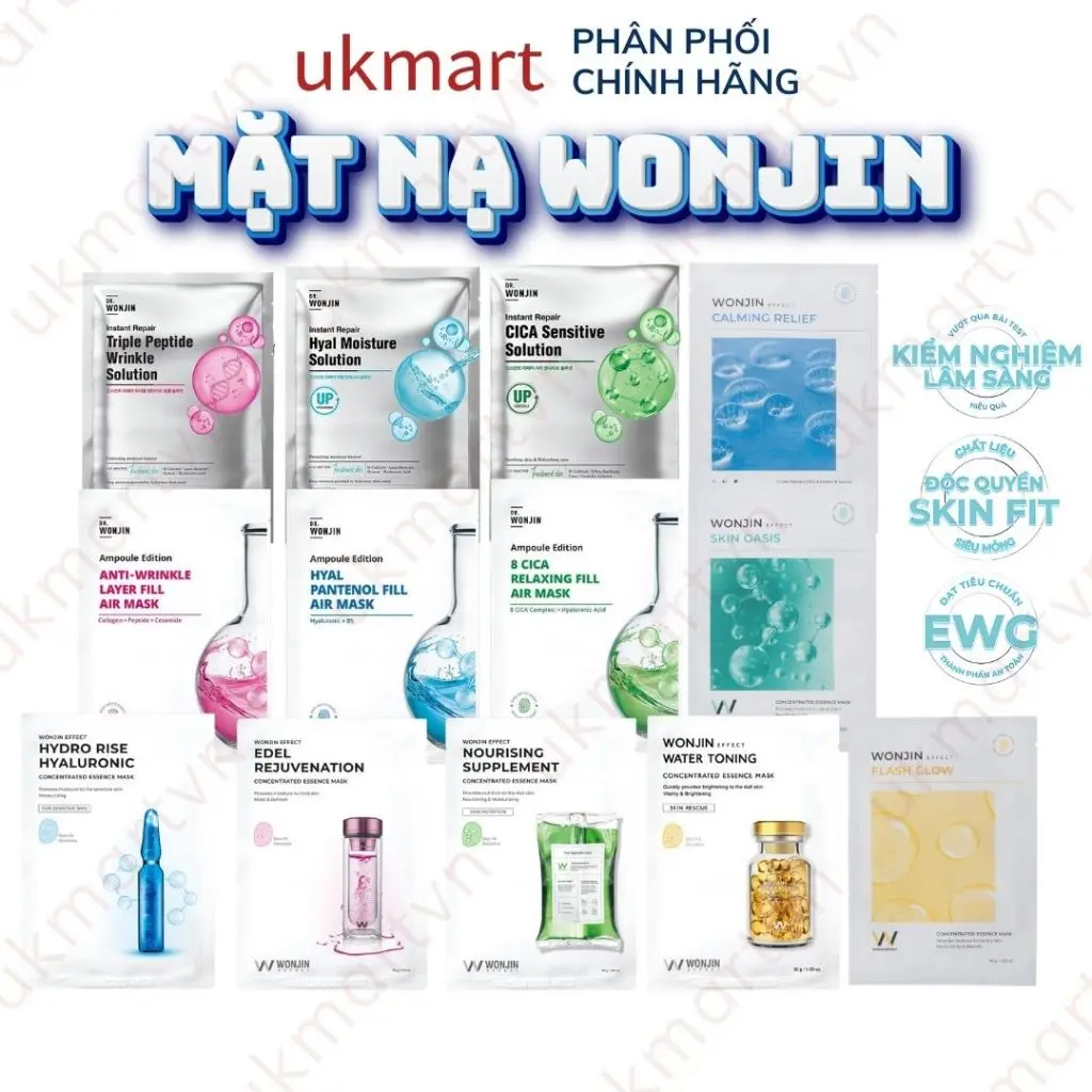 Mặt nạ Wonjin Mask Hàn Quốc cấp ẩm, dưỡng trắng, phục hồi da chuyên sâu Wonjin Effect Concentrated Essence Mask