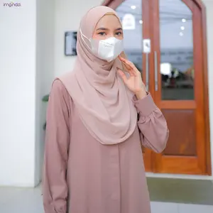 Irnanda Gamis Shofy Dress Basic Polos Wanita Bahan Madeline Size M L XL Simple Kantong Wudhu Friendly Full Kancing Aktif Muslim Mewah Maxi Syari Lebaran Part II