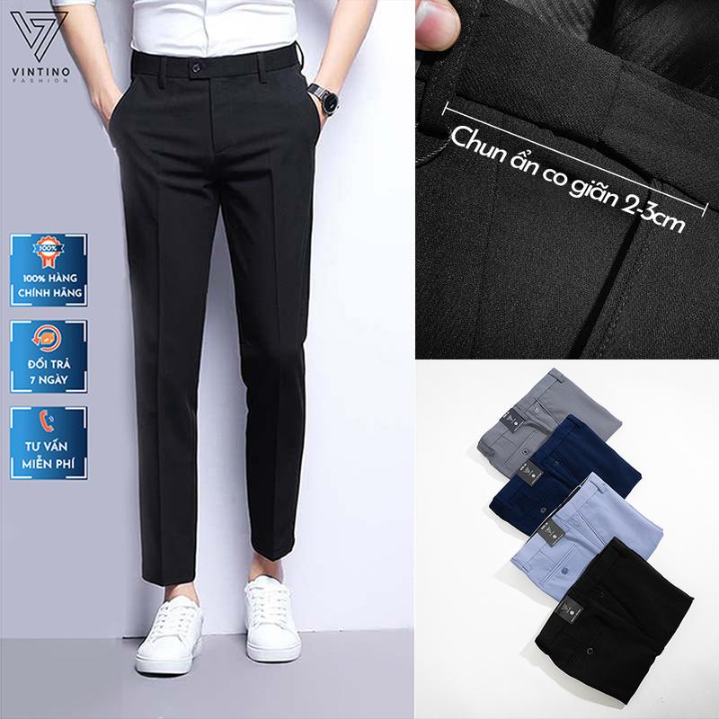 Quần Tây Cạp Chun Nam VINTINO Ống Côn Form Slimfit Vải Cotton Hàn Mềm Mại Quần Âu Nam Hàn Quốc Đen Menswear Pants Ong