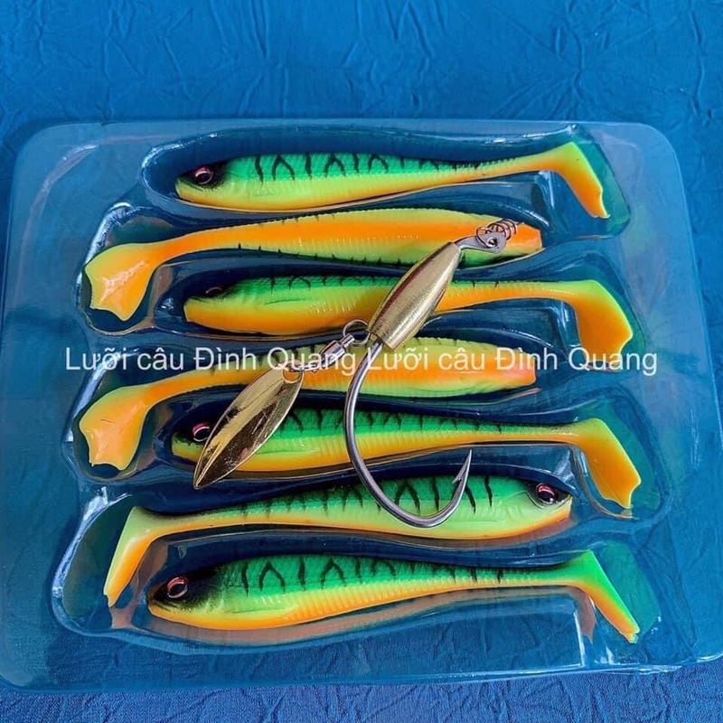 COMBO 1 LƯỠI THỦ CÔNG + 7 MỒI MỀM NFF XANH TIGER Bắt Cá Đi Câu Câu Cá Fishing Ca mồimềm