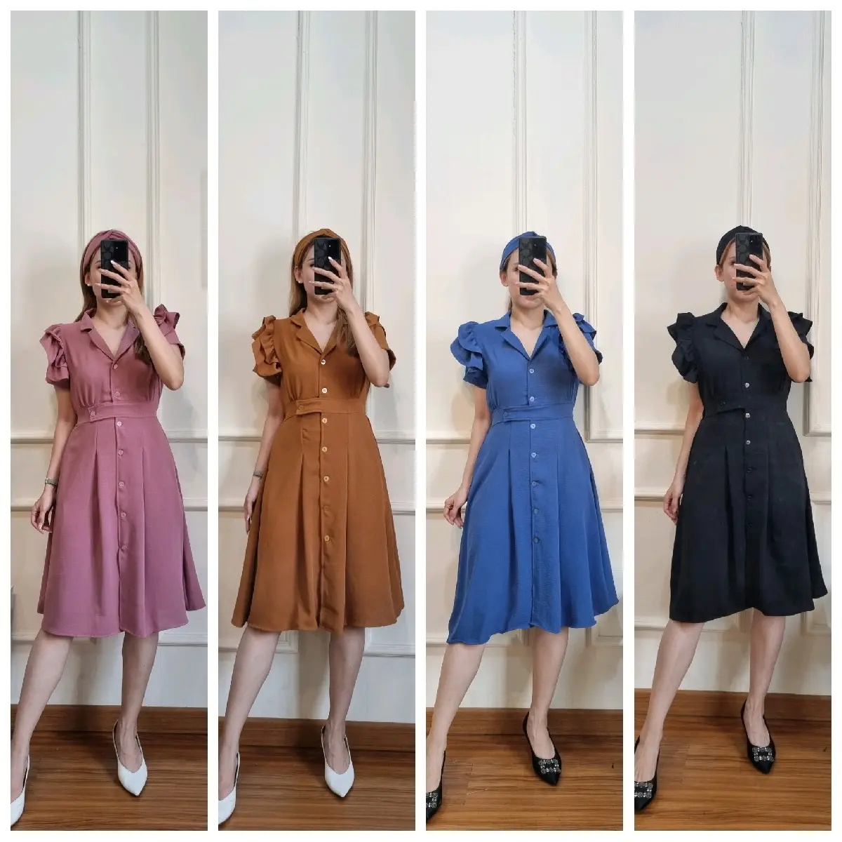 RACHELLE DRESS BIG SIZE D7981 Santai Slim-fitting Casual Gaun