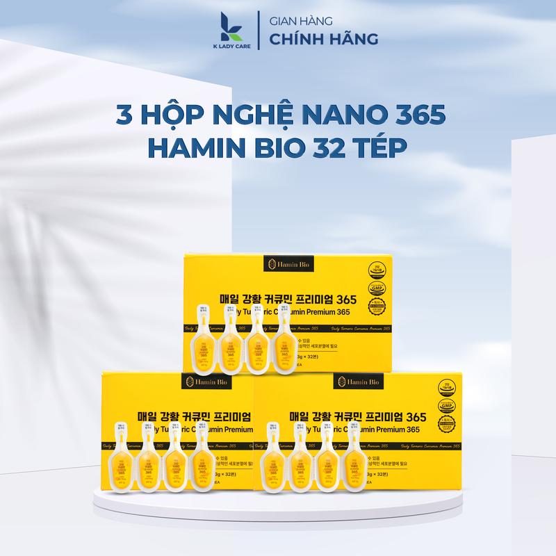 DEAL HUỲNH ĐĂNG THÔNG - Combo 3 hộp tinh chất nghệ nano curcumin Hamin Bio 365 Premium hộp 32 tép Hàn Quốc