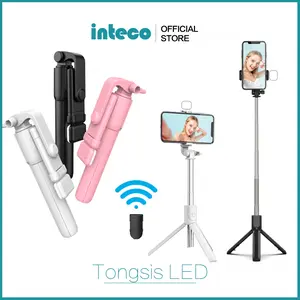 Bluetooth Selfie Stick Portabel/ Tongsis/ Tripod  Remote Control LED Lampu R1s