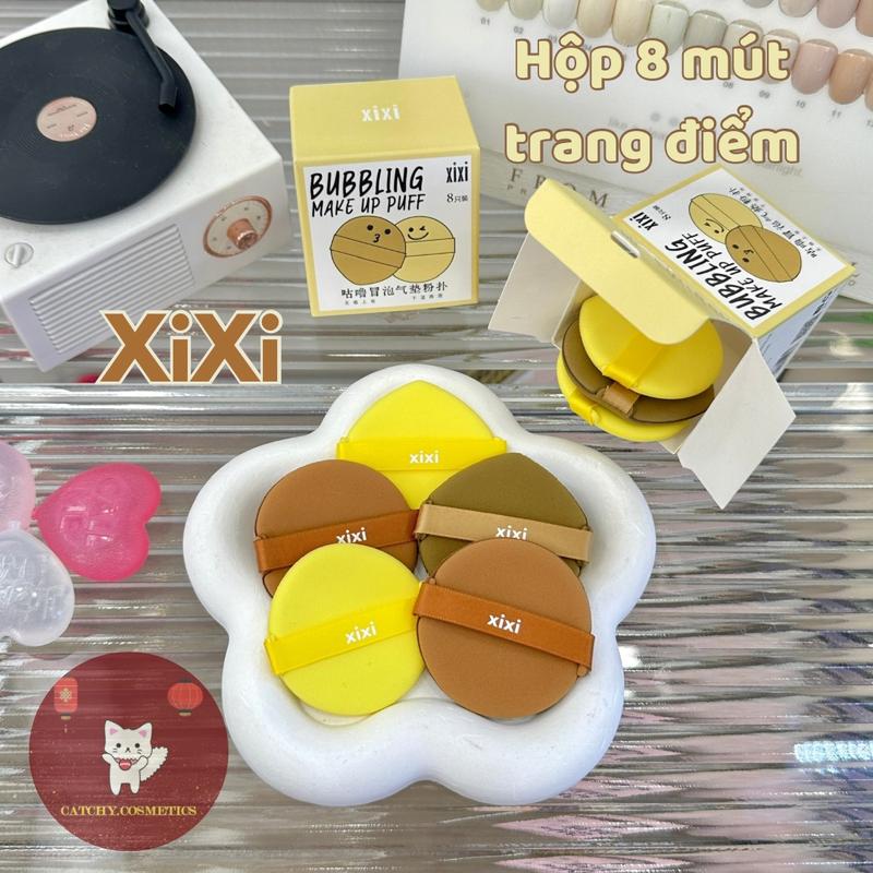 [XIXI] Hộp 8 Mút Giọt Nước/Mút Tròn XIXI Mặt Cười Tán Nền/Cushion Bubbling Make Up Puff (GJ-46)