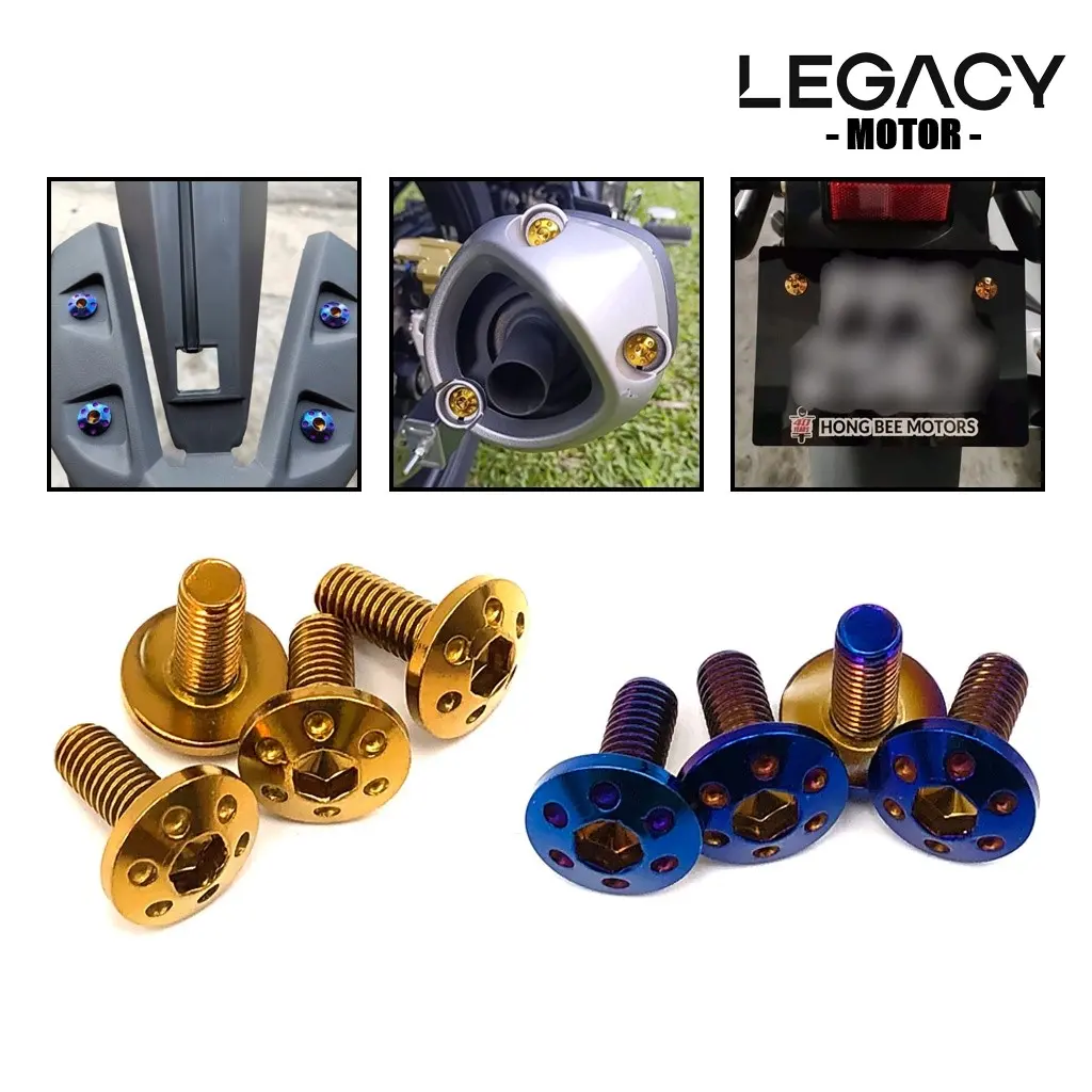 Fender Screw M6X15 YAMAHA Y15ZR/Y16ZR Exhaust/Number Plate No Titanium Blue/Gold Rear Ekor Skru Bolt Y15 Y16