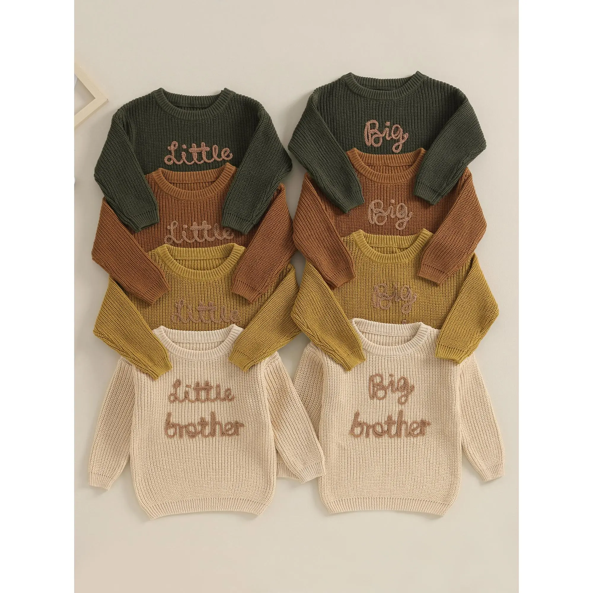 Baby Boys Sweater Letter Embroidery Crew Neck Long Sleeve Pullovers Fall Toddler Clothes Jumpers Tops